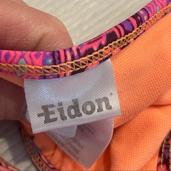 Eidon Orange and Pink Triangle Crisscross Lace Through Straps Bikini Swim Top - Picture 8 of 9